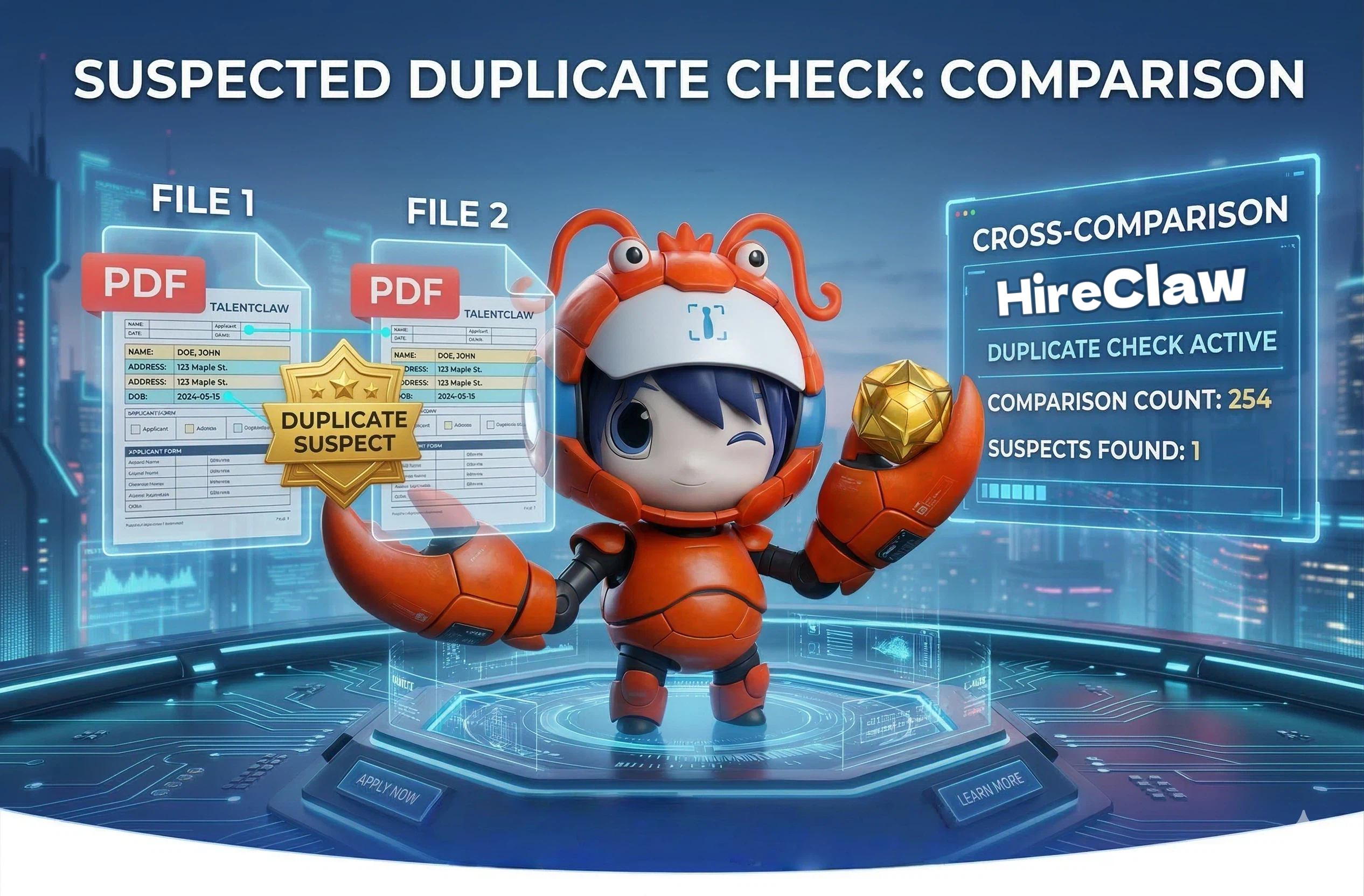 HireClaw 重复检测示意图